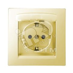 15 Розетка 2Р+Е Schuko со шторками с крышкой IP44 16А 250В винтовой зажим слоновая кость Simon 1590450-031