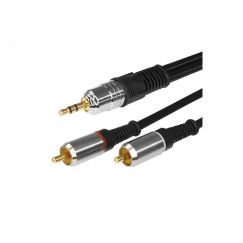Кабель Стерео 3,5 мм - 2 RCA, длина 3 метра (GOLD-металл), 17-4224, REXANT 17-4224