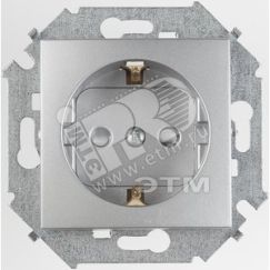 Розетка 2P+E Schuko, со шторками, 16А, 250В, винтовой зажим, алюминий Simon 1591443-033
