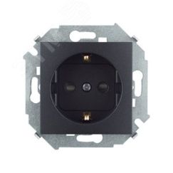 15 Розетка 2Р+Е Schuko 16А 250В со шторками винтовой зажим графит Simon 1591443-038