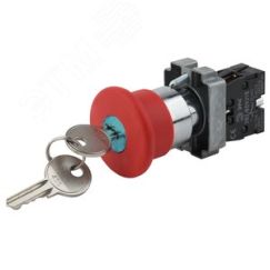 Кнопка LAY5-BS142 Грибок с ключом красная d22м 240В 1р ЭРА Б0045637