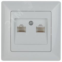 Розетка информационная 2xRJ45, СУ, Solo, белый, 4-304-01 ЭРА Б0043389