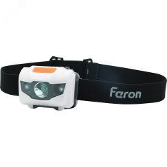 Фонарь светодиодный налобный на батарейках 3хAAA 1LED+2RED IP44 пластик FERON TH2302