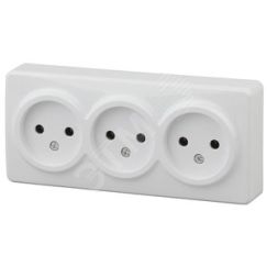 Розетка 3х2P, 16A-250В, ОУ, Эра Эксперт, белый, 11-2207-01 ЭРА Б0020697