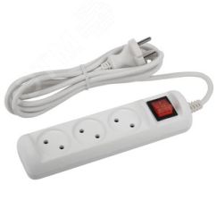 Удлинитель электрический U-3s-1,5m-2x1 без заземления c выключателем 3 розетки 1,5м ПВС 2x1мм2 10А ЭРА Б0044049