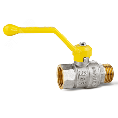 Кран шаровый латунный никелированный 11б27п Ду15 Ру40 (1/2') ВР/НР рычаг GAS LD Pride LD Pride 47.15.В-Н.Р GAS