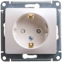 GLOSSA Розетка с заземлением со шторками перламутр в рамку SE (Systeme) GSL000645