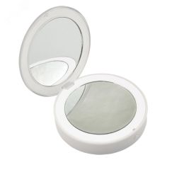 Зеркало карманное с подсветкой (1Х+2Х) ULK-F70 2AAA WHITE На батарейках 2AАА (не в/к). Белый. ТМ Uniel UL-00007510