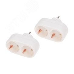 Набор двойников электрических 16 А вертикальные с заземлением, белый (2 шт/уп) REXANT 11-1075-2