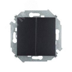15 Выключатель двухклавишный с/у 10А 250В графит Simon 1591398-038