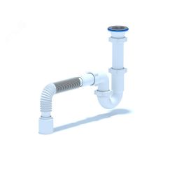 Сифон для мойки АНИ 1 1/2' x 40 прямоточный с гибкой трубой 40x50 АНИ пласт D0110