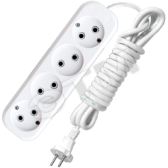 Удлинитель бытовой 4х3м без заземления 10А        АВС-плас тик E-204 Универсал 9631968