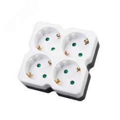 Четверник электрический 16 А с заземлением белый REXANT 11-1073