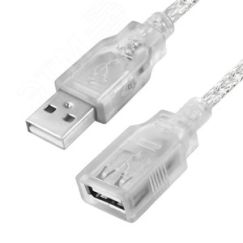 Удлинитель USB 2.0 AM на AF, 3 м., прозрачный, ферритовые кольца Greenconnect GCR-51048