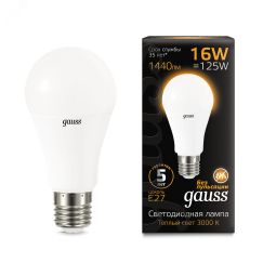 Лампа светодиодная LED 16 Вт 1440 лм 3000К AC150-265В E27 А60 (груша) теплая Black Gauss 102502116