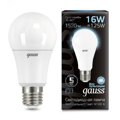 Лампа светодиодная LED 16 Вт 1520 лм 4100К AC150-265В E27 А60 (груша) нейтральный  Black Gauss Gauss 102502216