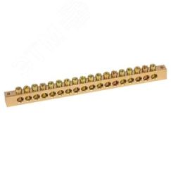 Шина NO-122-26 PEN земля-ноль 8х12мм 18/2 латунная крепеж по краям ЭРА Б0047241