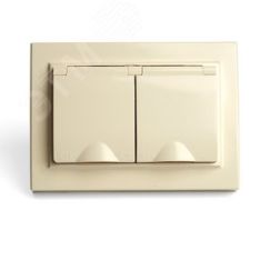 Розетка двухместная с/з с крышкой, 250В, 16А серия Эрна, слоновая кость Stekker STEKKER PST16-9015-02 49137