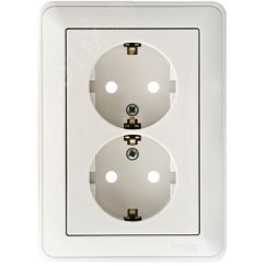 W59 Розетка двойная скрытая с заземлением 16А белая SE (Systeme) RS16-255-18