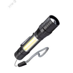 Фонарь ручной аккумуляторный 1Вт LED+5ВтCOB/линза/зум/Li-ion 18650 1000mAh/ABS-пл/USB-шнур, КОСМОС КОСМОС KOS113Lit