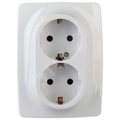 Розетка 2X2P+E Schuko со шторками , 16A-250В, Эра12, белый, 12-2108-01 ЭРА Б0036442