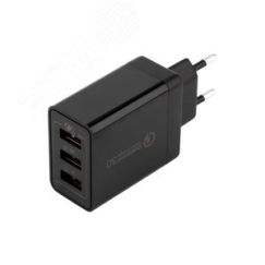 Устройство сетевое зарядное-переходник 3xUSB адаптер, 30W черное, REXANT 18-2215