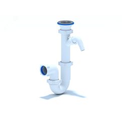 Сифон для мойки АНИ 1 1/2' x 40 прямоточный c отводом для стиральной машины АНИ пласт D1000