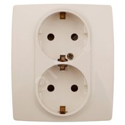 Розетка 2X2P+E Schuko со шторками, 16A-250В, Эра12, слоновая кость, 12-2104-02 ЭРА Б0014700