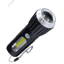 Фонарь ручной аккумуляторный 1Вт LED+2ВтCOB/коллим линза/Li-ion18650 1000mAh/ABS-пл/USBшнур, КОСМОС KOS114Lit