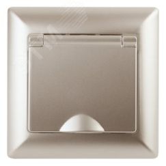 Розетка 2P+E Schuko с крышкой, 16А-250В, СУ, Solo, шампань, 4-203-04 ЭРА Б0043322