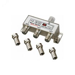 Делитель ТВ х 3 + 4шт. F BOX 5-1000 МГц Silver, REXANT 05-6102