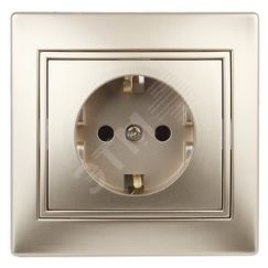 Розетка 2P+E Schuko со шторками, 16А-250В, СУ, Plano, шампань, 1-206-04 ЭРА Б0030075