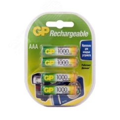 Аккумулятор перезаряжаемый GP 100AAAHC AAA, емкость 930 мАч - 4 шт. в клемшеле GP 8400