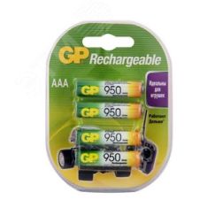 Аккумулятор перезаряжаемый GP 95AAAHC AAA, емкость 950 мАч - 4 шт. в клемшеле GP 8846