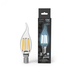 Лампа светодиодная филаментная LED 13 Вт 1150 лм 4100К AC210-240В E14 свеча нейтральный  Black Filament Gauss Gauss 104801213