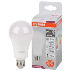 Лампа светодиодная LED Value Грушевидная 25Вт (замена 200Вт), 2000Лм, 4000К, цоколь E27 OSRAM LEDVANCE 4058075696358