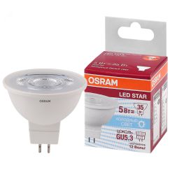 Лампа светодиодная LED 5Вт GU5.3 4000К 350лм 12V CL MR16 (замена 35Вт) OSRAM LS LEDVANCE 4058075481312