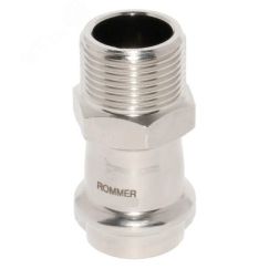 Соединитель нержавеющая сталь 22 х 1/2' НР, пресс Rommer RSS-0021-002212
