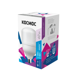 Лампа светодиодная LED 40Вт 220В Е27 D100х189 6500К дневной 3650 лм КОСМОС LksmHWLED40WE2765