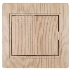 Выключатель Intro Plano 1-104-11 двухклавишный, 10А-250В, IP20, СУ, Plano, сосна ЭРА Б0053771