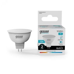 Лампа светодиодная LED 7 Вт 530 лм 4100К DC12В GU5.3 софит MR16 нейтральный Низковольтная Elementary Gauss 11527