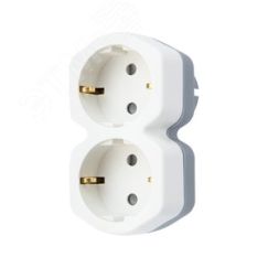 Двойник электрический 16 А с заземлением и защитными шторками, белый REXANT 11-1087