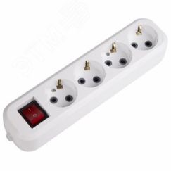 Колодка 4 гнезда с кнопкой c заземлением REXANT 11-8716