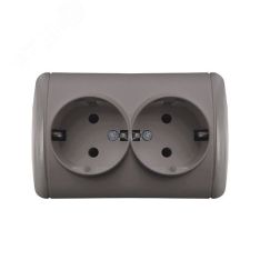 Клио розетка двухместная Клио, IP44, с/з, о/у, 16А, 220В, серый (еврослот) Универсал К2231-Gr