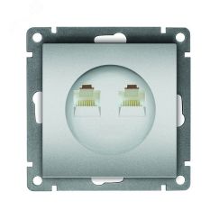 Розетка компьютерная двухместная серия Афина с/у, 1А, RJ45, серебро (еврослот) Универсал A1086-S