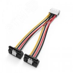 Кабель переходник питания MOLEX 4 pin M на 2xSATA 15 pin F, угол 90 гр., 0.15 м. Vention KDCBB