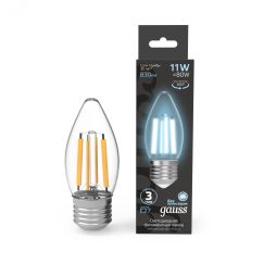 Лампа светодиодная филаментная LED 11 Вт 830 лм 4100К AC210-240В E27 свеча нейтральный  Black Filament Gauss Gauss 103802211