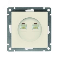Розетка компьютерная двухместная серия Афина с/у, 1А, RJ45, слоновая кость (ivory) (еврослот) Универсал A1086-I