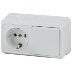 Блок розетка с выключателем Intro Quadro 2-701-01 горизонтальный 10(16)А-250В, IP20, ОУ, белый ЭРА Б0053864
