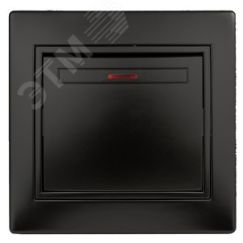 Выключатель Intro Plano 1-102-05 одноклавишный с подсветкой, 10А-250В, IP20, СУ, антрацит ЭРА Б0053734